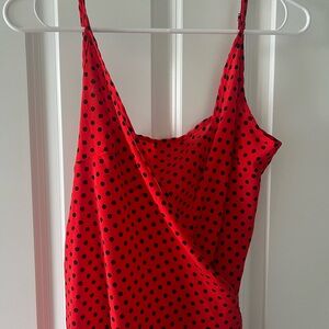 Red Polka Dot Sleeveless Top